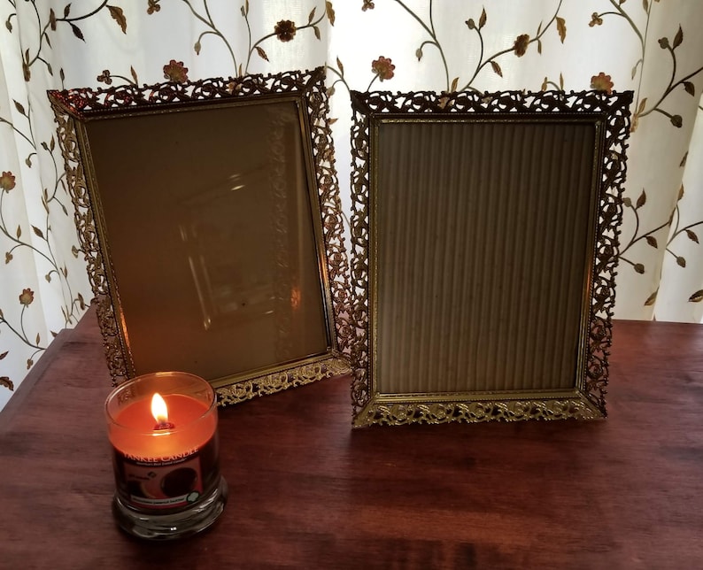 2 8x10 Metal Frames Vintage Fancy Filigree Frames Free Standing or Hanging Wedding Items Frame # 7