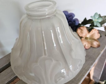 Heavy Frosted Glass Lamp Shade - Art Deco  Replacement Shade