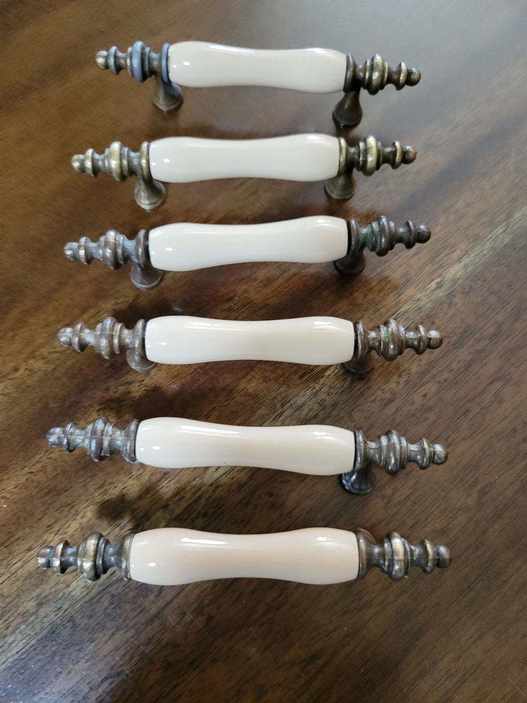 Vintage Hardware Brass and Cafe Au Lait Ceramic Drawer Pulls 3 Inch on ...