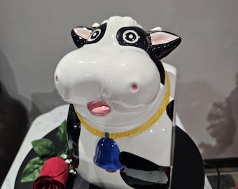 Vintage Cow Cookie Jar Canister : Ceramic