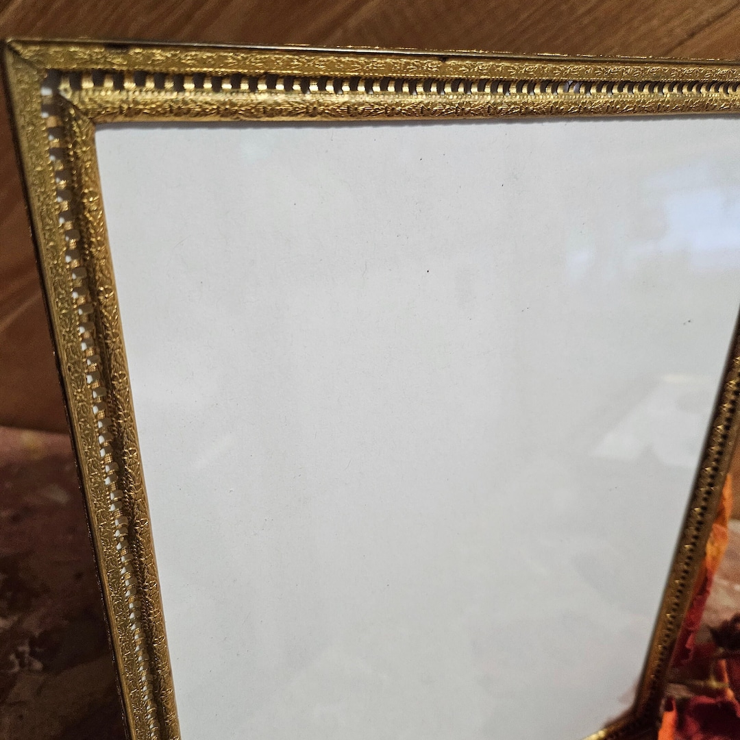 Beautiful 8x10 Frame Gold Color Metal Etched Work Vintage Frame Free ...