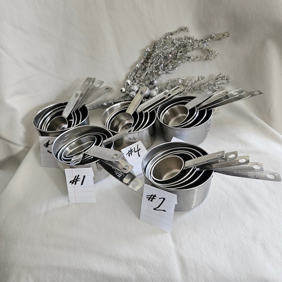 Vintage Stainless Steel Measuring Spoons Set of 4 Nesting On Original Ring  Japan