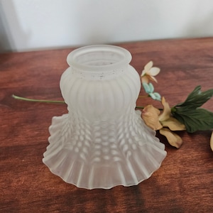 Vintage Glass Replacement Lamp Shade Fluted Edge Frosted 2 In Fitter #17