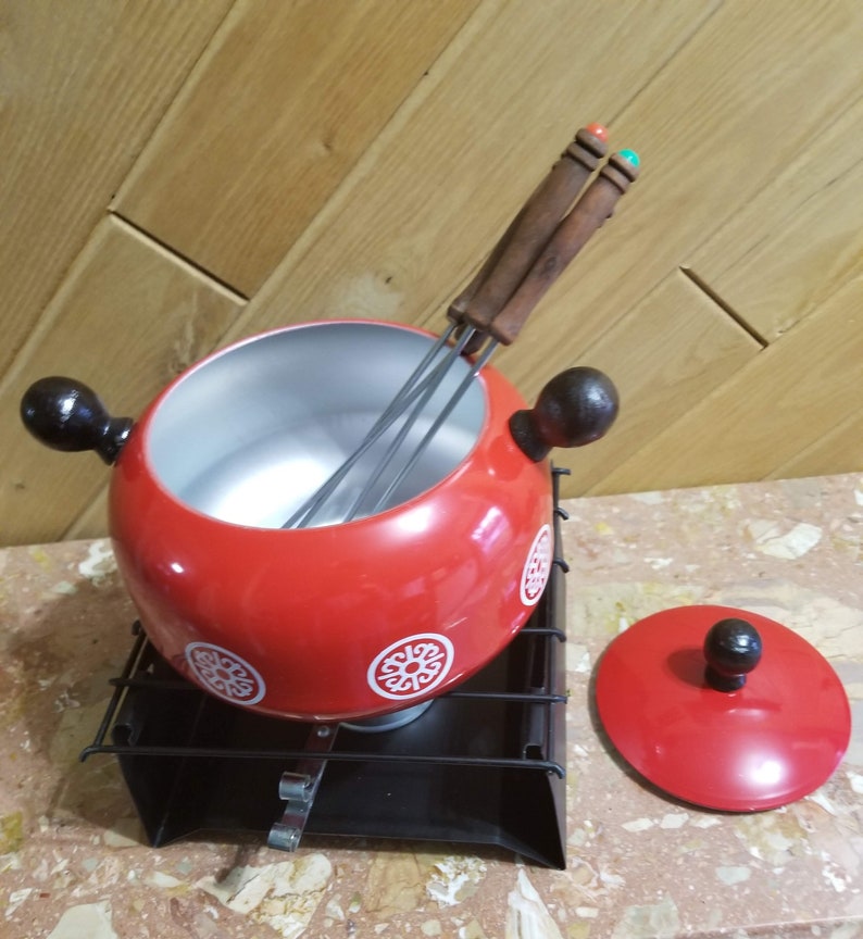 Vintage Fondue Pot With Stand Sterno Cup and Fondue Forks Etsy Australia