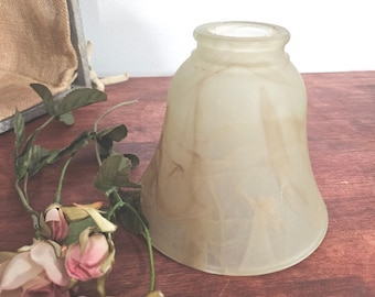 Vintage Smokey Brown Glass Lamp Shade: Faux Alabaster