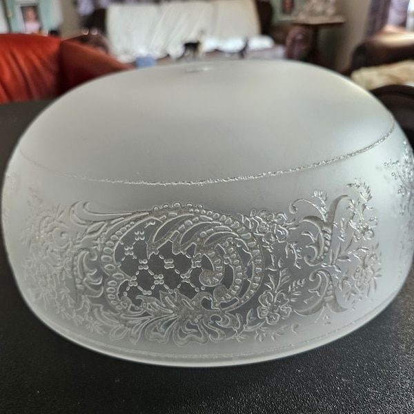 Ceiling Lamp Shade Clear Glass Lamp Shade With Raised Floral Design Vintage Decor Photo Prop