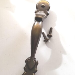 Vintage Brass Finish Drawer Pulls - Ornate National Lock Handles, Set of 8