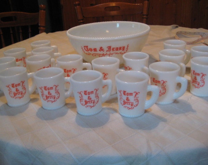 Mckee Glass Tom and Jerry Punch Bowl Set Extra Cups Price Slashed Etsy