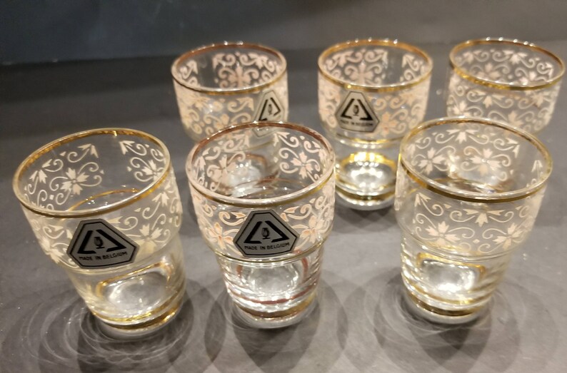 Vintage Shot Glasses Set of 6 Glasses Belgium Made Hand Etsy