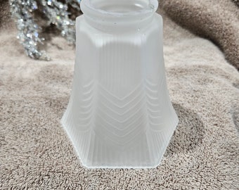 Vintage Frosted Glass Hexagon Lamp Shade - Art Deco Ceiling Fan Replacement