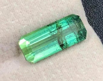 3.28ct Bluish-Green Tourmaline Gemstone: Emerald Cut, Afghanistan Origin