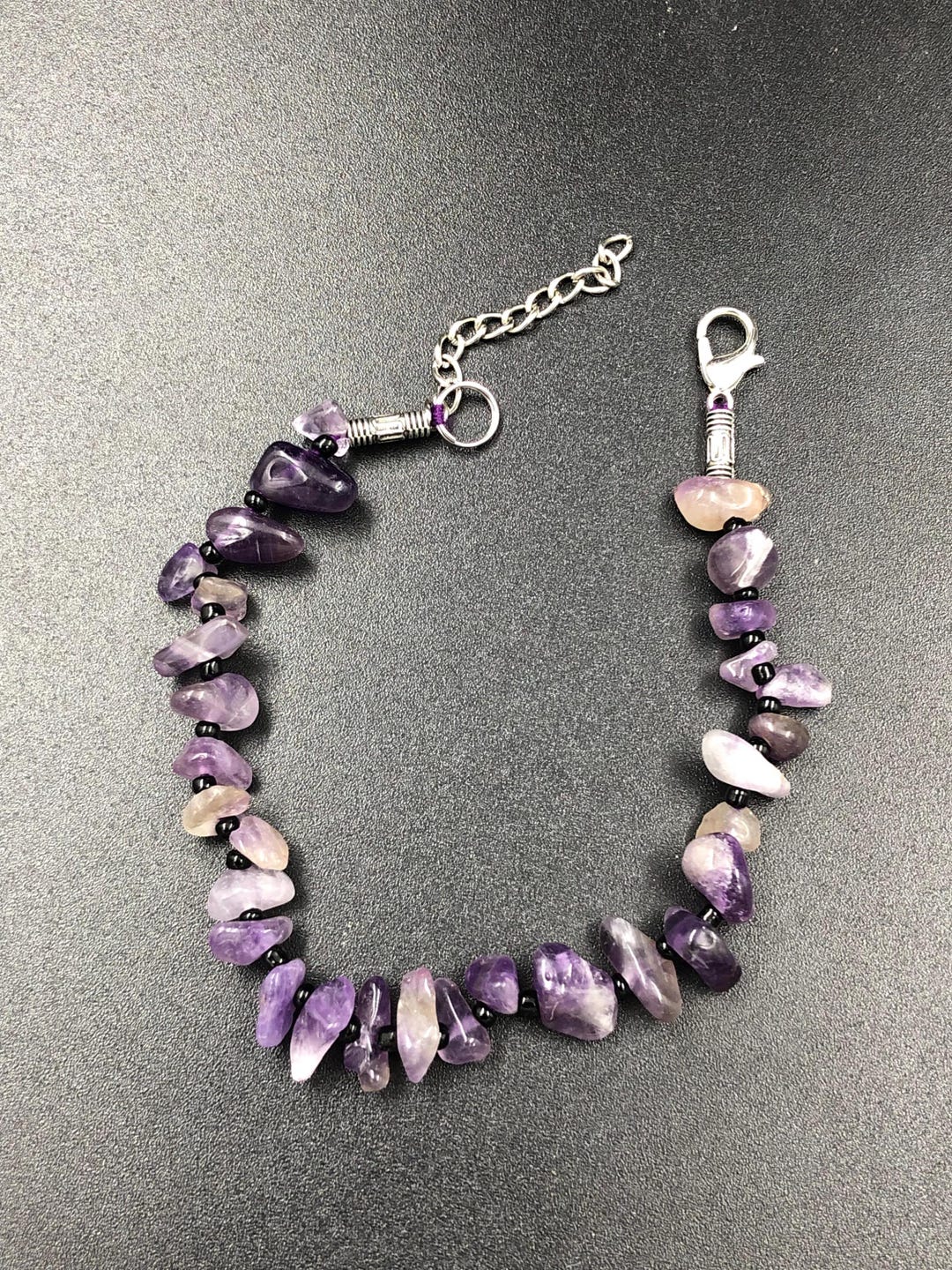 Natural Rwanda Amethyst Beaded Bracelet: Healing Crystal Jewelry - Etsy