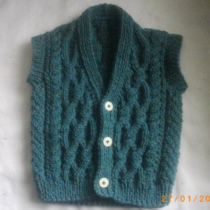 Padraic baby/toddler aran waistcoat PDF knitting pattern