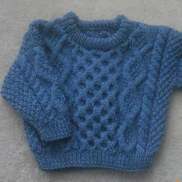 Bruadair baby and toddler aran sweater PDF knitting pattern