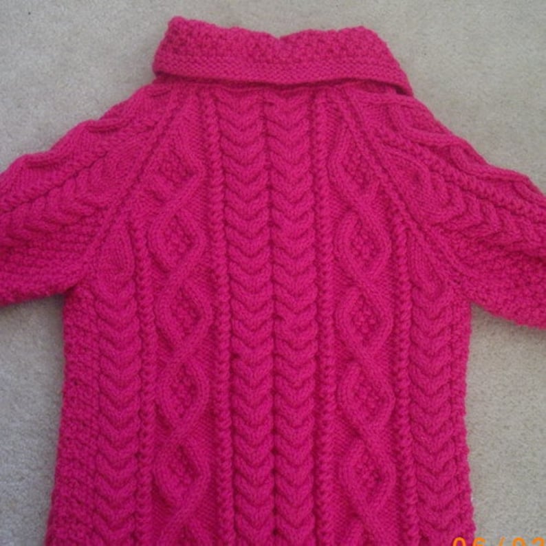 Mairead aran cable coat for little girls, PDF knitting pattern image 7