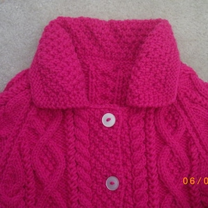 Mairead aran cable coat for little girls, PDF knitting pattern image 5