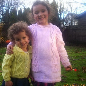 Catriona girl&#39;s cable dress PDF knitting pattern