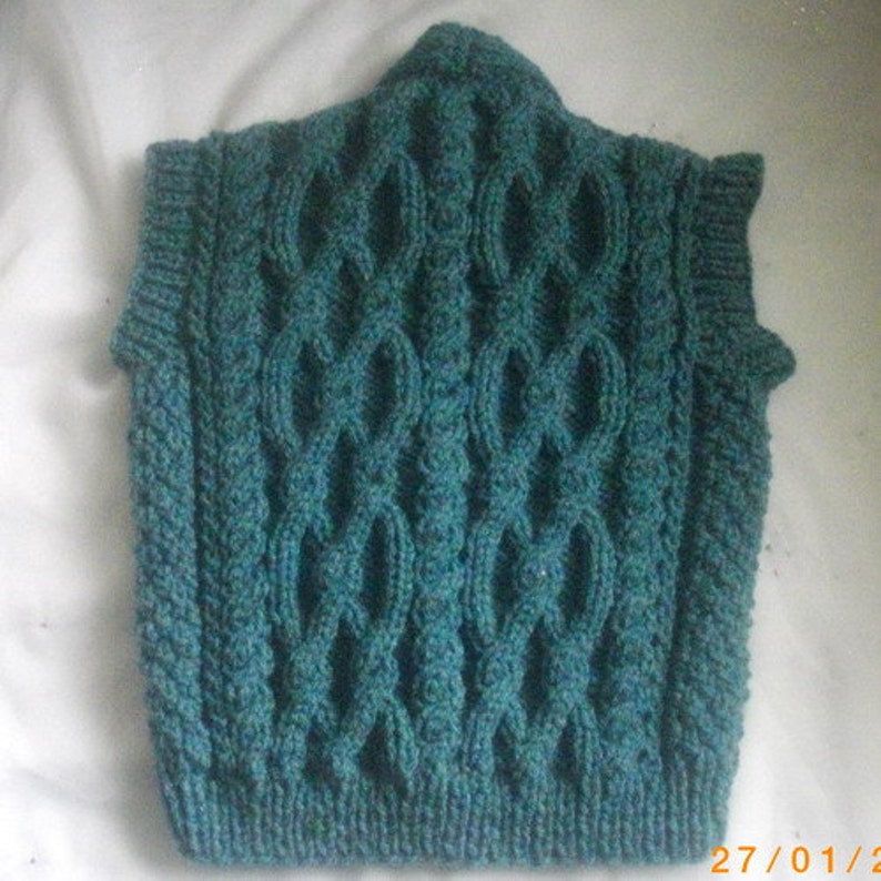 Padraic baby/toddler aran waistcoat PDF knitting pattern