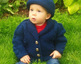 Muireann child's jacket and hat PDF knitting pattern