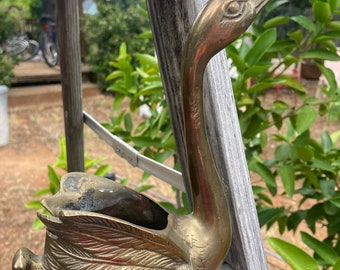 Solid Brass Swan planter- Mid Century Brass pencil holder-