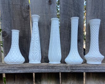 Vintage Milk glass/Hoosier random mix white vases