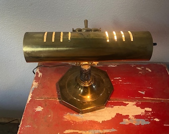 Vintage Brass marble Desk Lamp Banker's Lamp  Piano Lamp/ Table Lamp