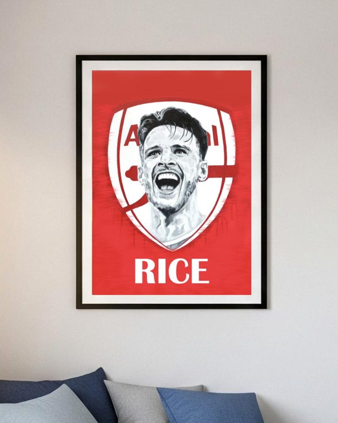 Declan Rice of Arsenal Poster- Hand Painted Art by Paul Murphy. Sizes ...