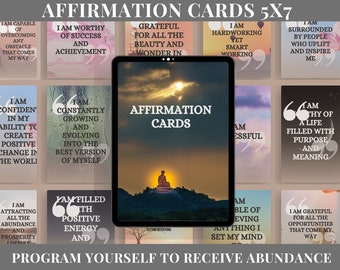 100 Money & Abundance Affirmation Printable Editable Cards, Wealth and abundance card, manifestation cards, law of attraction cards
