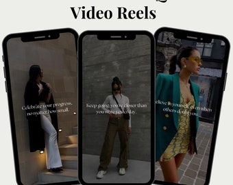 May include: Three phone screens with motivational quotes on each. The first screen shows a woman in a black coat and white pants with the quote "Celebrate your progress, no matter how small." The second screen shows a woman in a white shirt and khaki pants with the quote "Keep going: you're closer than you were yesterday." The third screen shows a woman in a green blazer and a snake print dress with the quote "Believe in yourself, even when others doubt you."
