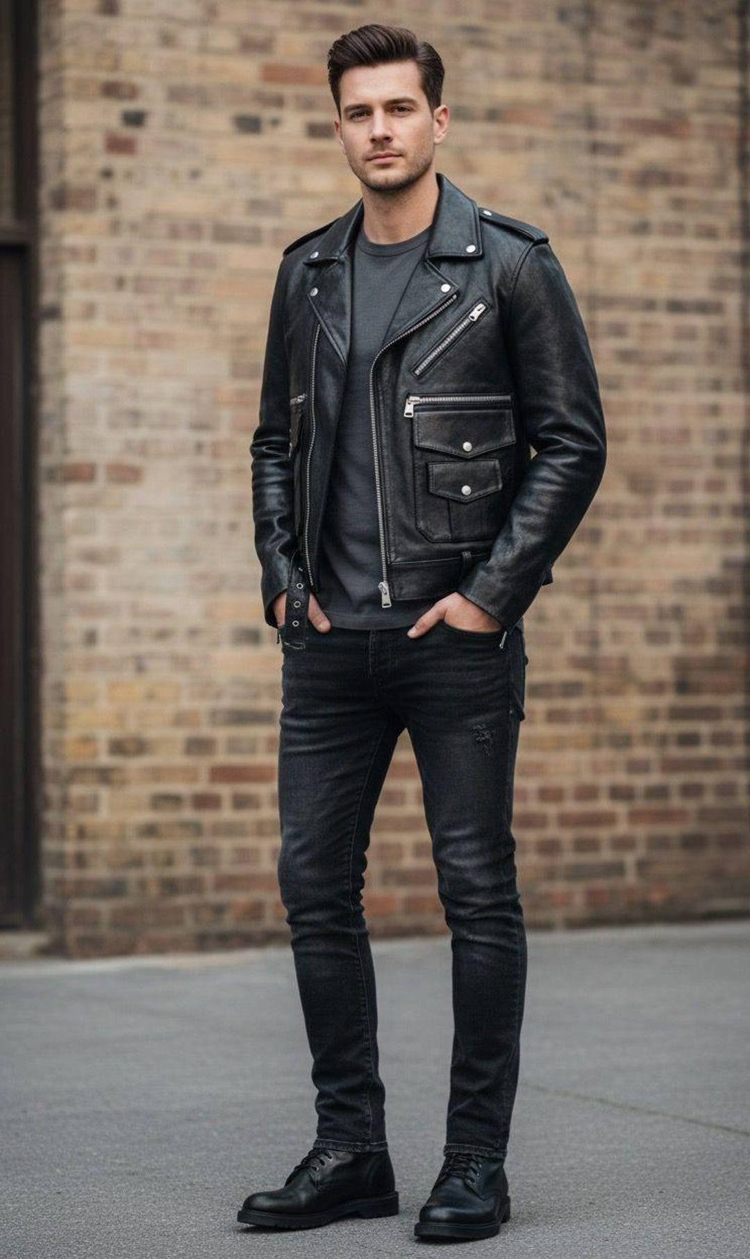 Men's Black Navigator-style Leather Jacket - Etsy