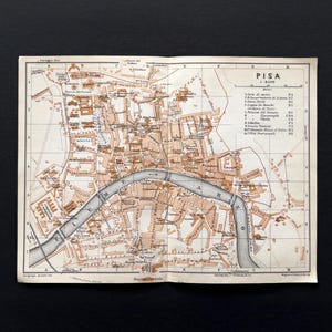 PISA Italia / litografia originale / mappa d'epoca del 1931
