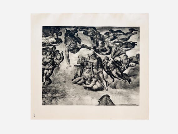 ミケランジェロ：最後の審判 – 1940年のオリジナル銅版画 - Etsy 日本
