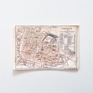 Brescia, Italien – 1926 Vintage Stadtplan – original Lithografie