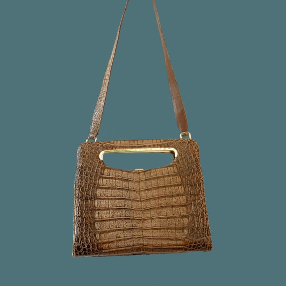 Vintage handbag, brown leather, 70s