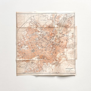 Stuttgart City Plan from 1906 | Original Lithograph | Antique City Map