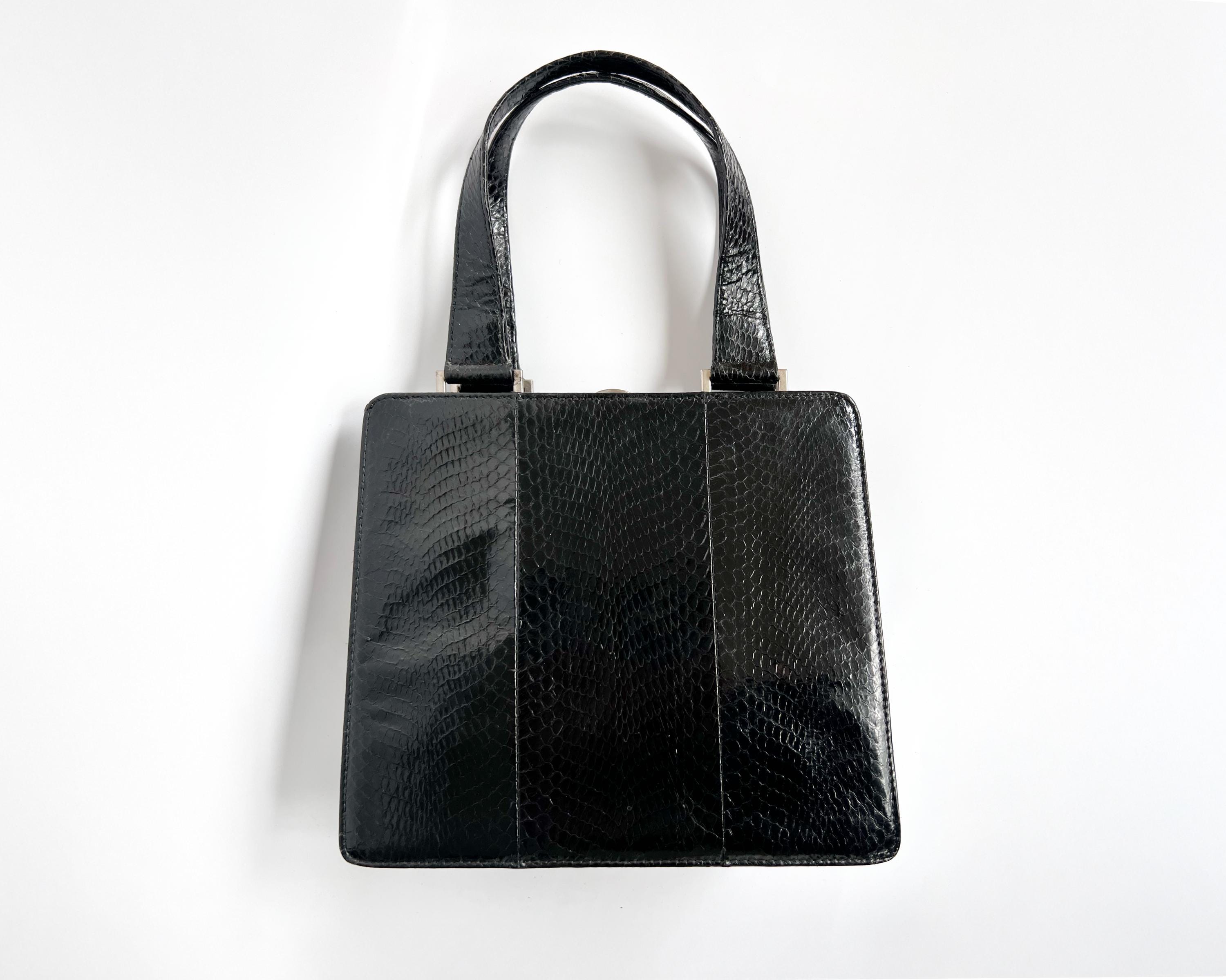 Damentasche Schlangenleder Tasche Schwarz Schlangenleder Tasche