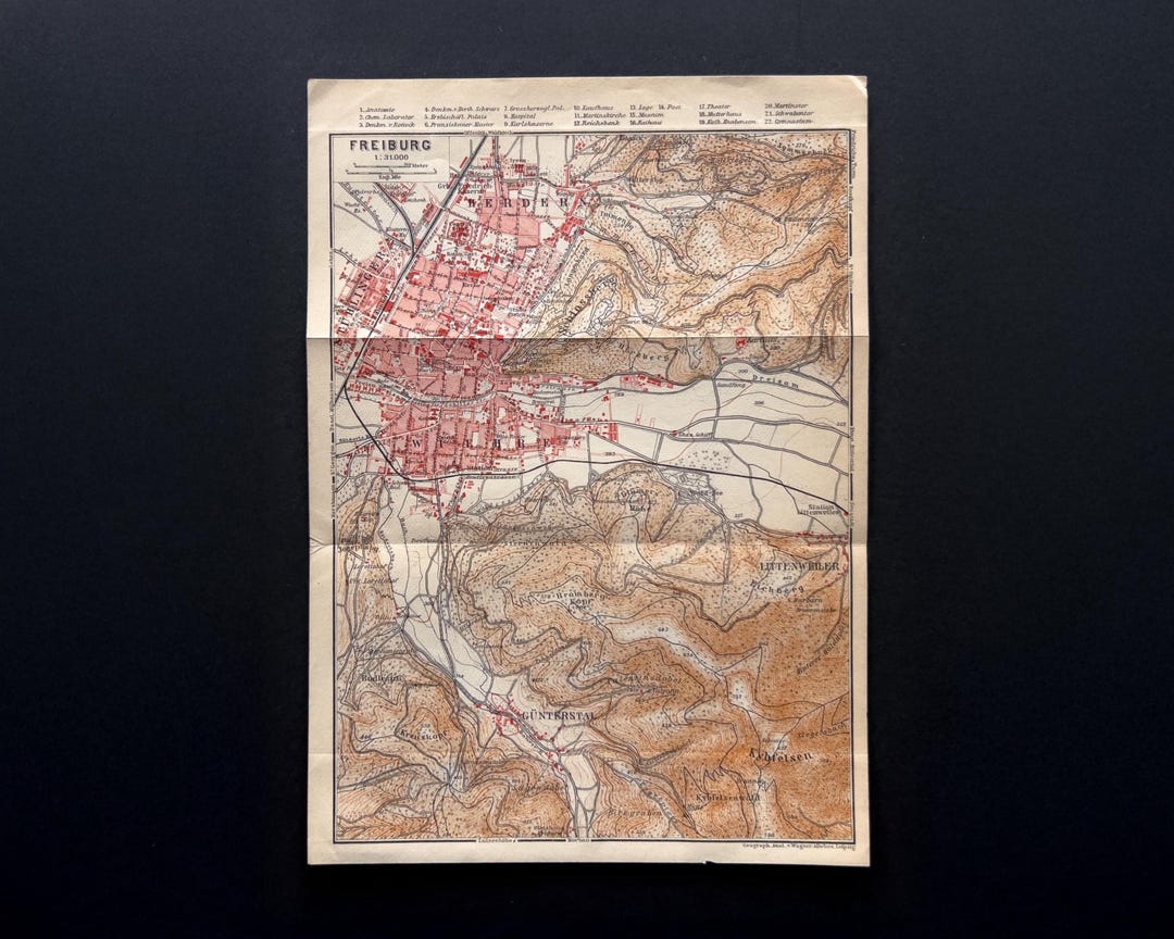 Freiburg Map From 1906 | Original Lithograph | Historic City Map