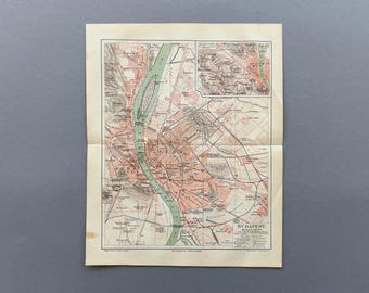 1890 – Budapest Stadtplan | Antike Chromolithographie | Historische Karte Ungarn