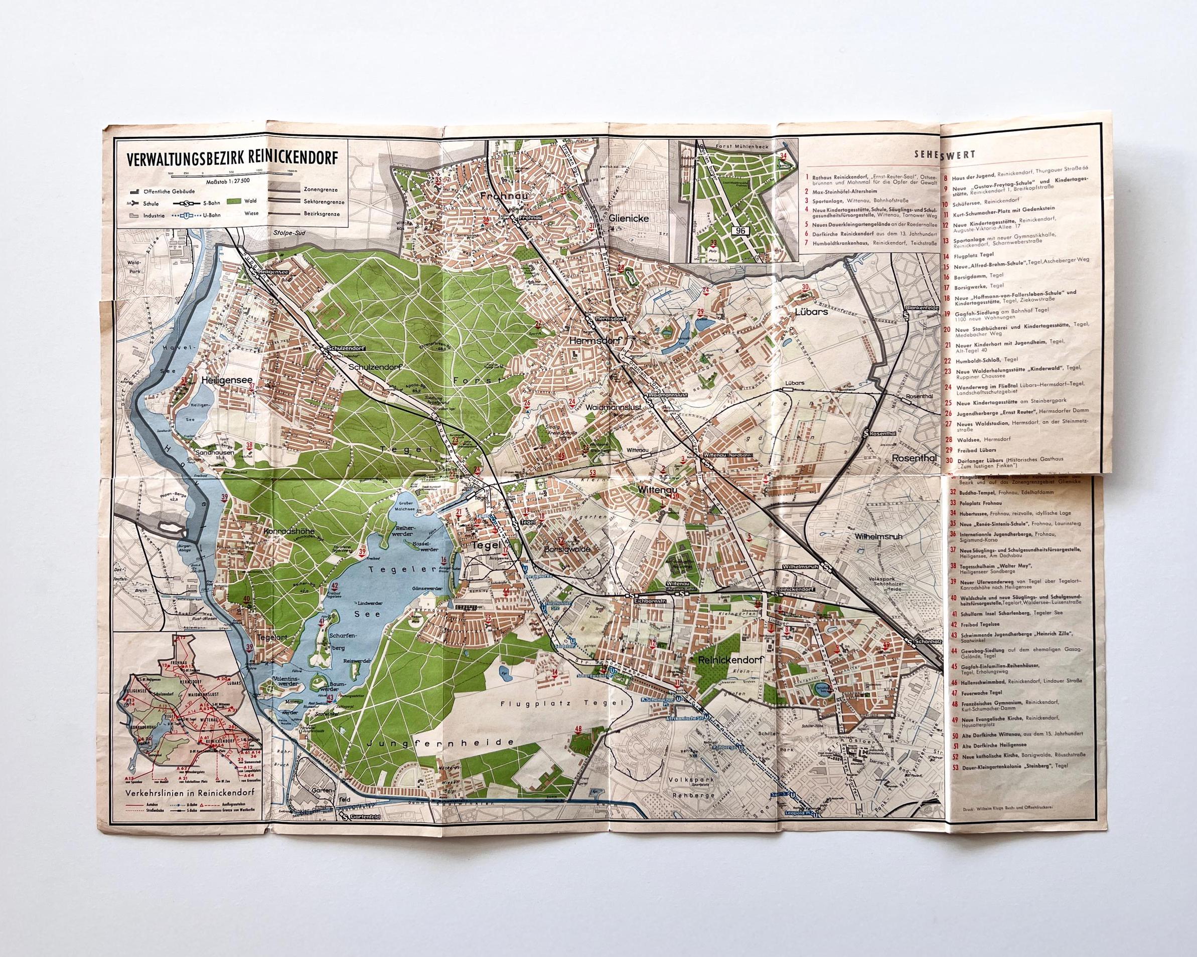 1960s Berlin Reinickendorf | Vintage City Map | SPD - Etsy