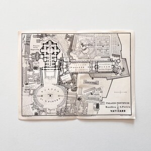 VATICANO, Palazzo Pontificio e Basilica di S.Pietro, Italien – 1926 Vintage Stadtplan – original Lithografie