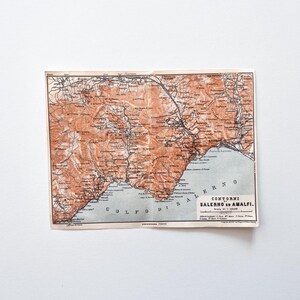 Contorni Di Salerno Ed Amalfi, Italien – 1926 Vintage Stadtplan – original Lithografie