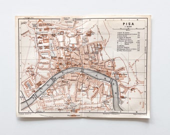 Pisa, Italy – 1931 Vintage Map – original lithography