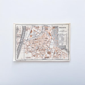 Trento, Italien – 1926 Vintage Stadtplan – original Lithografie