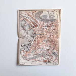 トリエステ、イタリア – 1926 年の市街地図 – ヴィンテージ リトグラフ