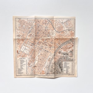 Turin, Italien – 1926 Vintage Stadtplan – original Lithographie