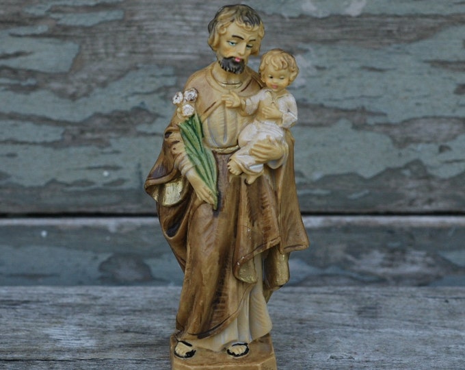 St. Joseph Figurine Saint Joseph Statue Joseph and Jesus Etsy