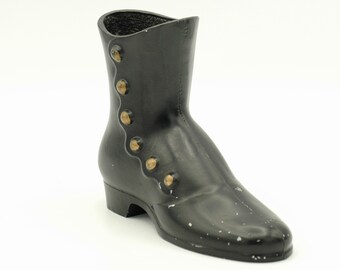 Vintage Metal Boot, black button down shoe, cast iron boot, Victorian style gothic boot