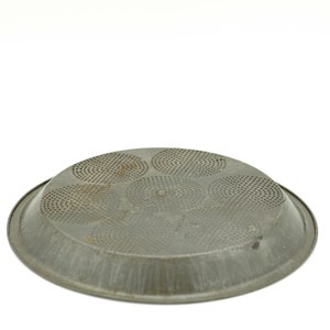 Vintage sifting pan, primitive sieve, punched metal sifter plate, farmhouse punched sieve image 6