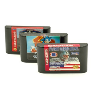 Sega Genesis Games from 1990s, Sonic 2 Sega, College Football Sega Sports, Techmo Super Bowl, 3 game cartridges for Sega Genesis, lot of 3