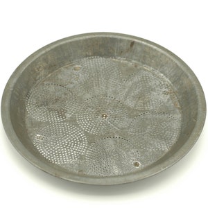 Vintage sifting pan, primitive sieve, punched metal sifter plate, farmhouse punched sieve image 4